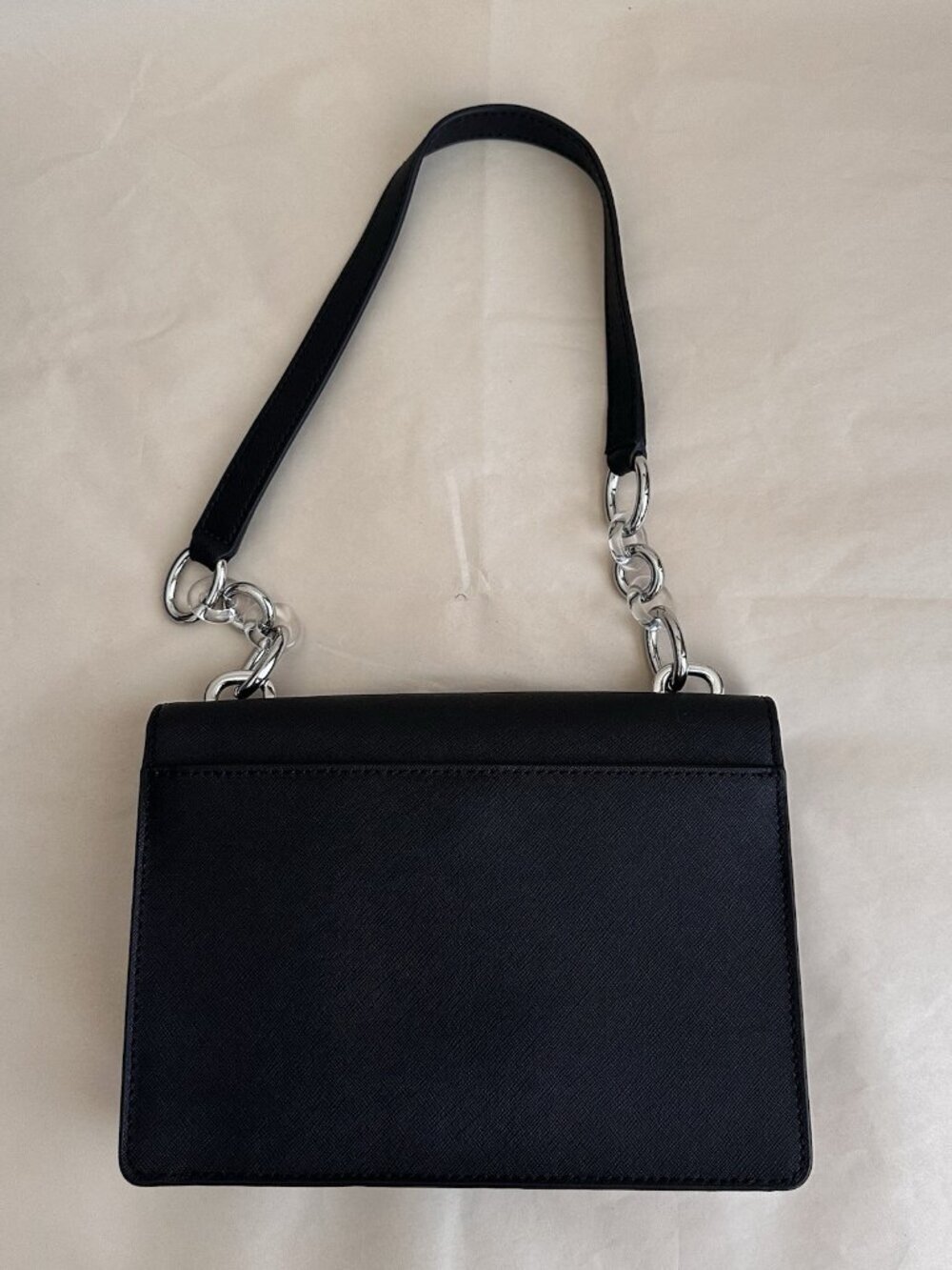 NWT Michael Kors Cynthia Shoulder Bag Black Flap Leather Extra Strap $248 Classi - Picture 10 of 10